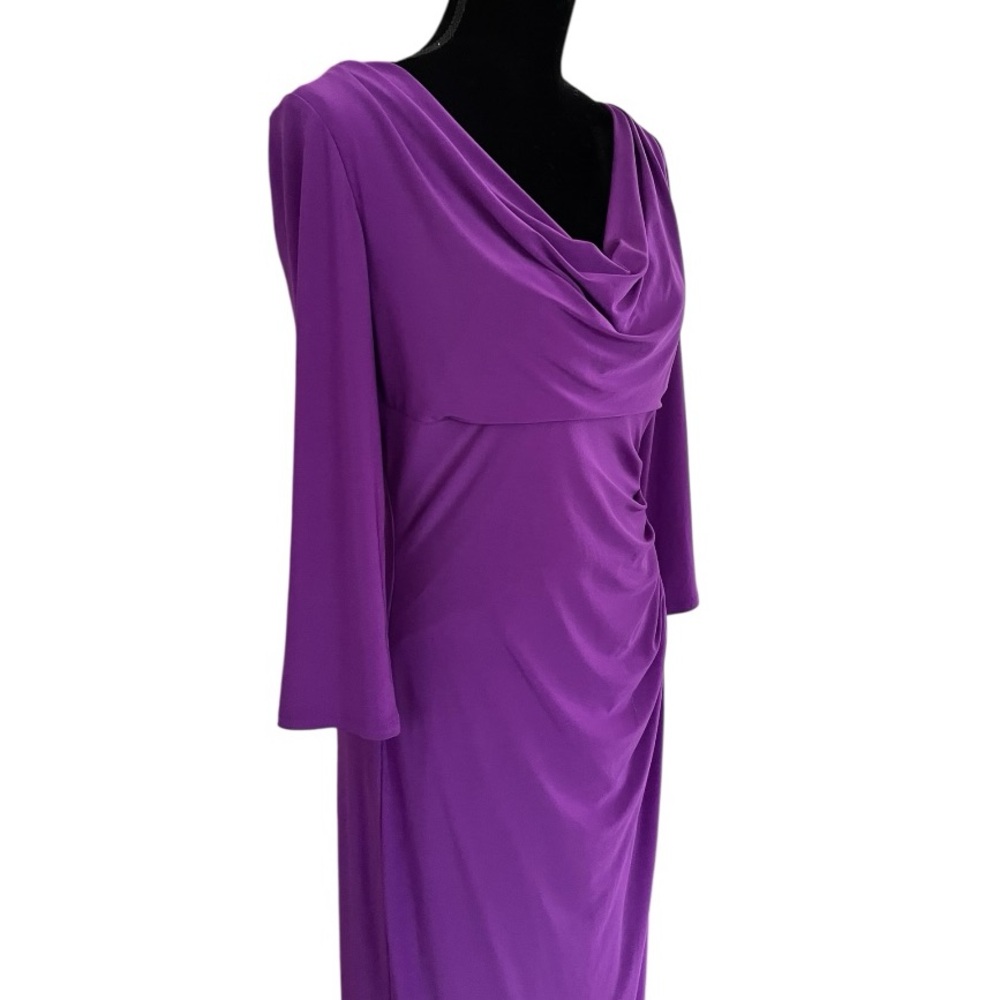 Lauren Ralph Lauren Evening Dress Maxi Cowl Neck Sz 12 long sleeve purple party - Picture 3 of 7